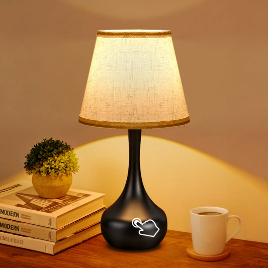 Lamps By Ingleside 3-Way Dimmable Bedside Lamps Set of 2 - Touch Table Lamps, Black